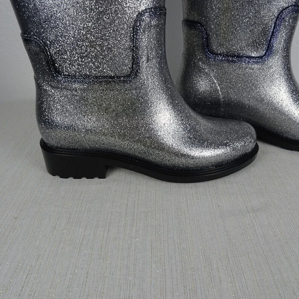 MELISSA Thermal Seasonal Rainboots Women's Boots Silver Lugged New Size 6